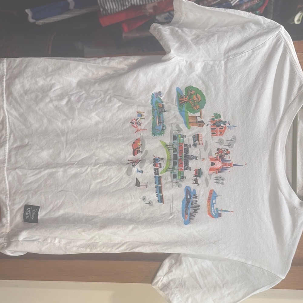 White Disney Vans Graphic T-Shirt with Colorful Print